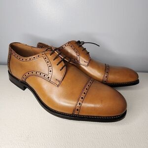 Moral Code Shoes Mens 12 Oak Brown Leather Newton Cap Toe Dress Casual Derby